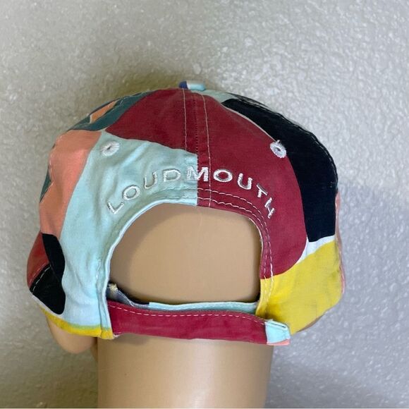 Loudmouth Abstract Colorblock Golf Cap Hat Yellow Black Blue Green Peach Red - Picture 2 of 10